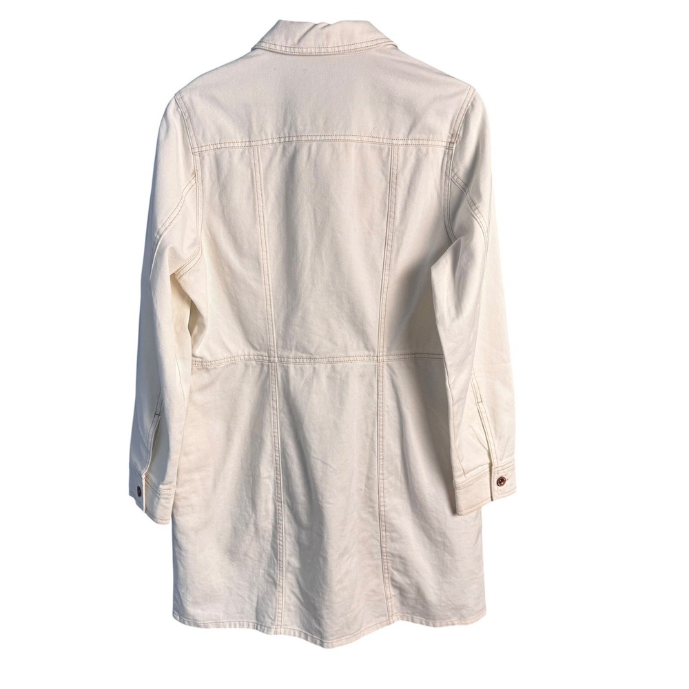 Frye Costal Cowgirl Denim White Button Front Utility Mini Dress Large Western - Picture 3 of 10